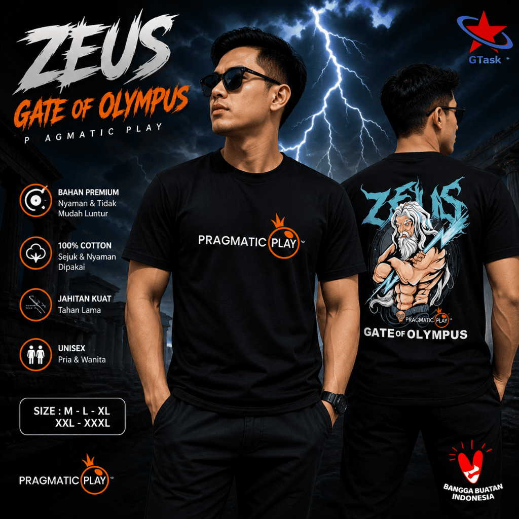 Kaos Distro Pragmatic Play Zeus / Tshirt Distro Gate Of olympus Zeus