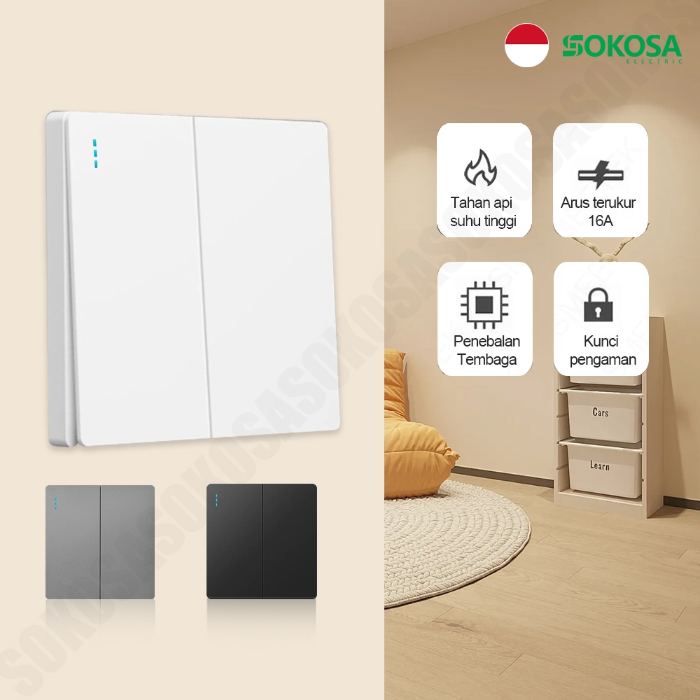Sakelar Double 2 Gang Saklar On Off Switch Push Button Saklar Listrik 2 tombol 1 Arah 2 Arah