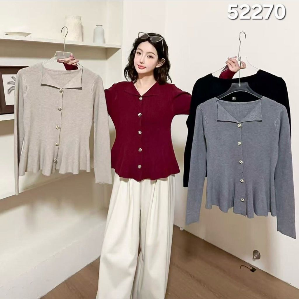 CARDIGAN RAJUT PEPLUM BALON  / ATASAN RAJUT PREMIUM IMPORT / RAJUT  KANCING MUTIARA