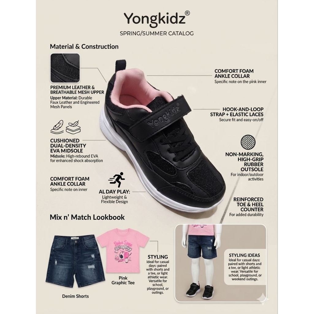 Sepatu sekolah anak perempuan yongkidz