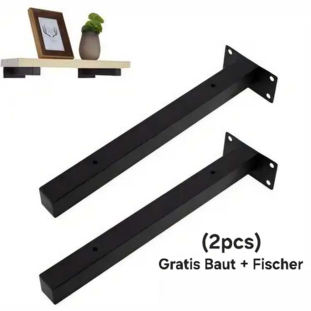 (2pcs) Bracket Besi Hollow 4 Lubang / Siku Rak Besi Penyangga Papan Ambalan