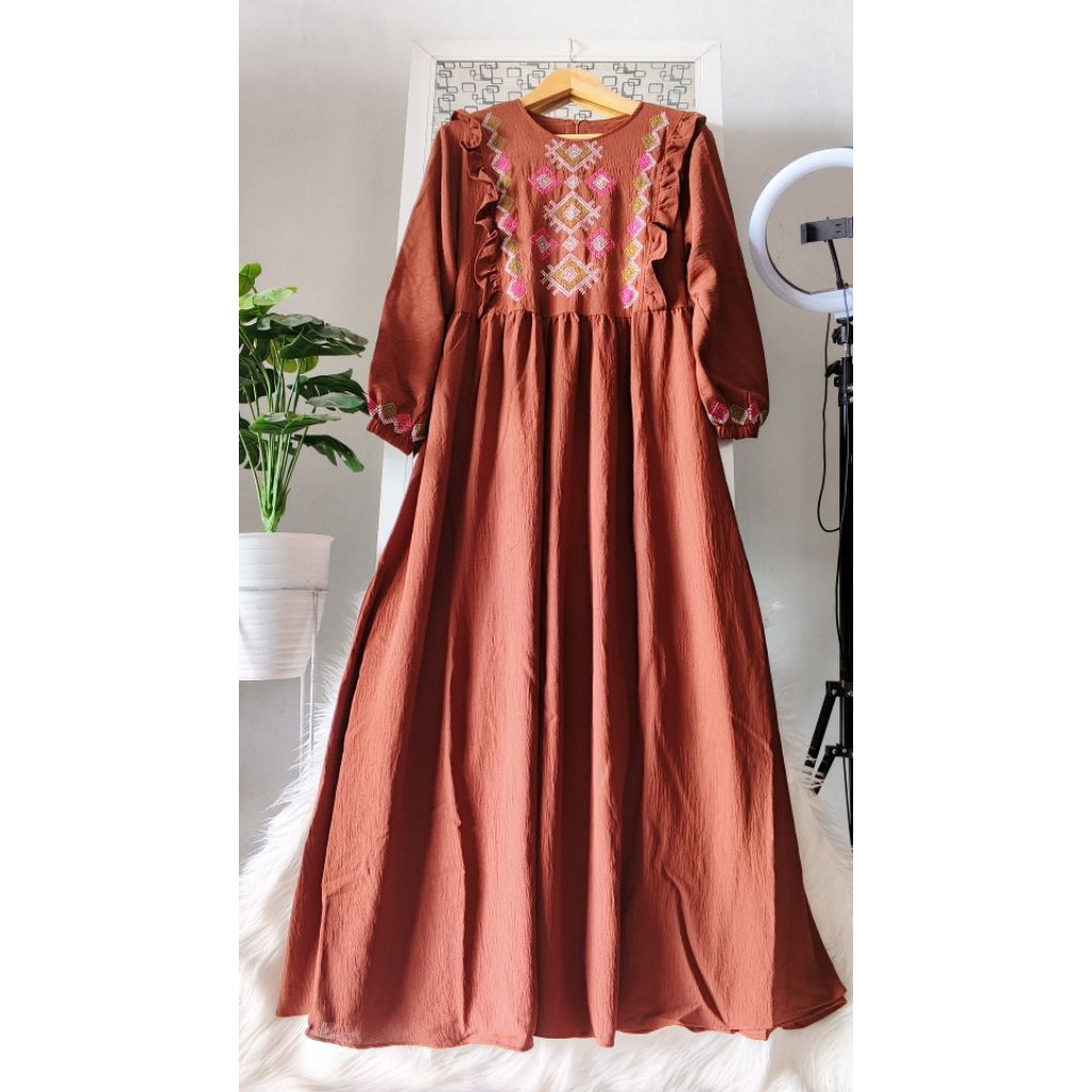 Gamis Crinkle Bordir