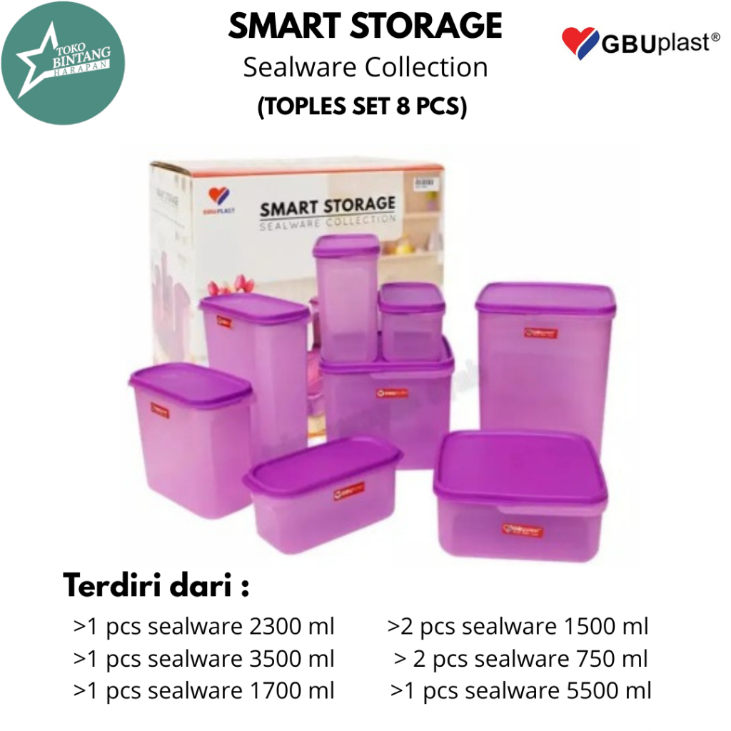 Toples set plastik/toples sealware set 8pcs/gbu smart storage sealware isi 8pcs