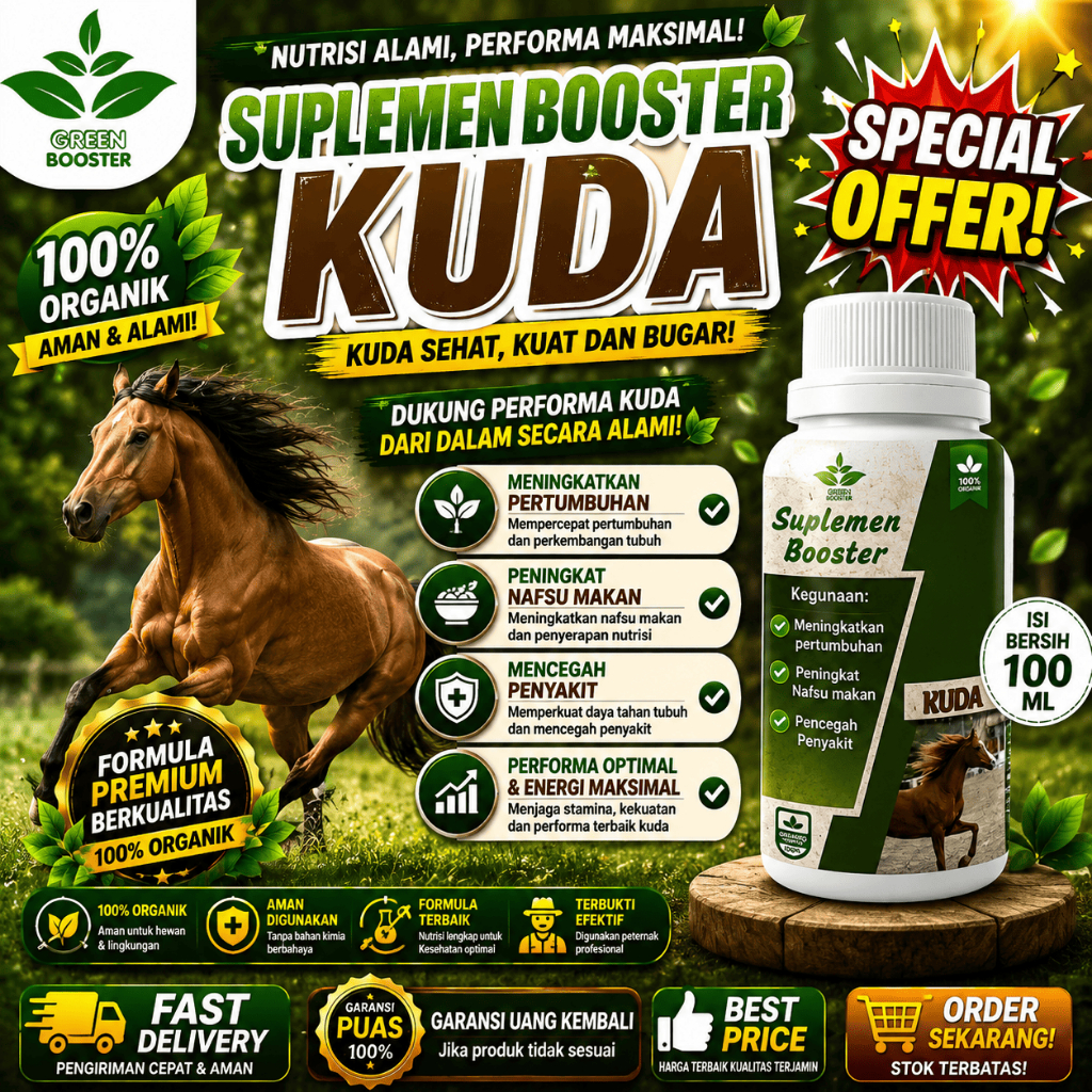 Vitamin booster Kuda 100ml | Vitamin penggemuk Kuda-GREEN BOOSTER