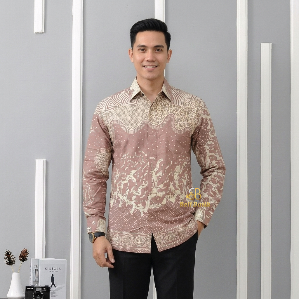 Batik Kemeja Pria Wanita Couple Primisima Lengan Panjang Pendek Tunik Bolero Ranting Pink Belibatik