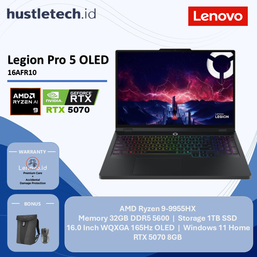 Lenovo legion Pro 5 16 OLED Ryzen 9-9955HX RTX 5070 32GB 1TB SSD 16.0 Inch WQXGA 165Hz Windows 11