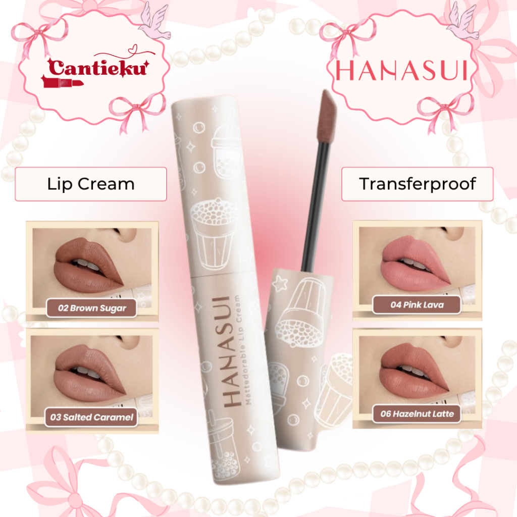 HANASUI Mattedorable Lipcream Boba Edition Lip Matte Lip Cream Transfer Proof Lip Cream Awet Tahan L