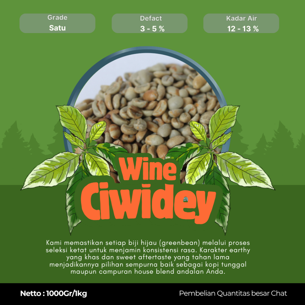 Grade 1 Wine Ciwidey Green Beans | Biji Kopi Mentah