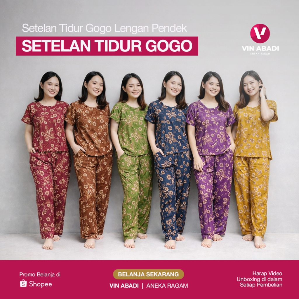 Baju Tidur CP Setelan Rayon Gogo Celana Panjang / Lengan Pendek