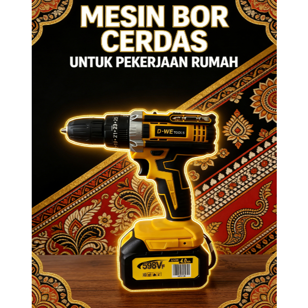 398V Mesin Cordless/Bor Baterai/ Listrik/Beton Besi Kayu Baterai Tangan Battery impact drill Impact 