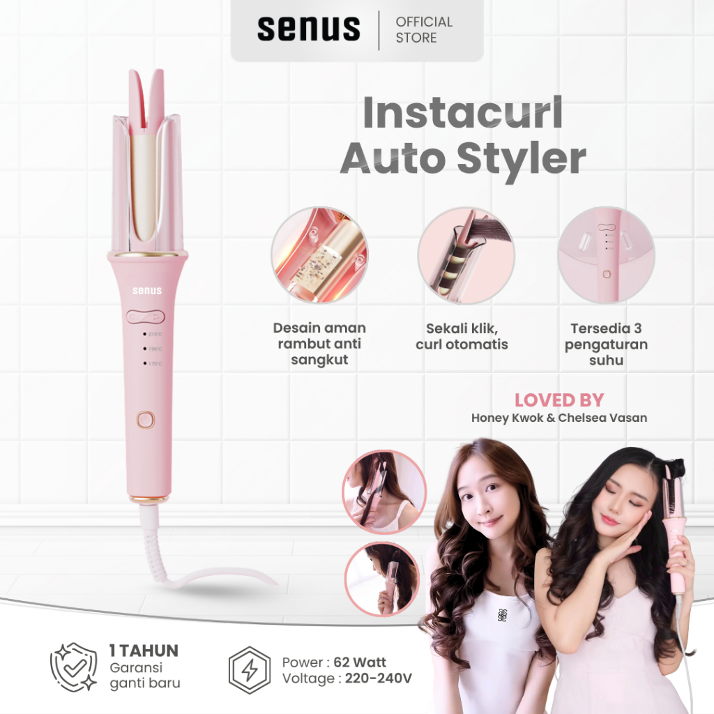 SENUS InstaCurl Automatic Styler | Curler Pengeriting Rambut Otomatis Tahan Lama