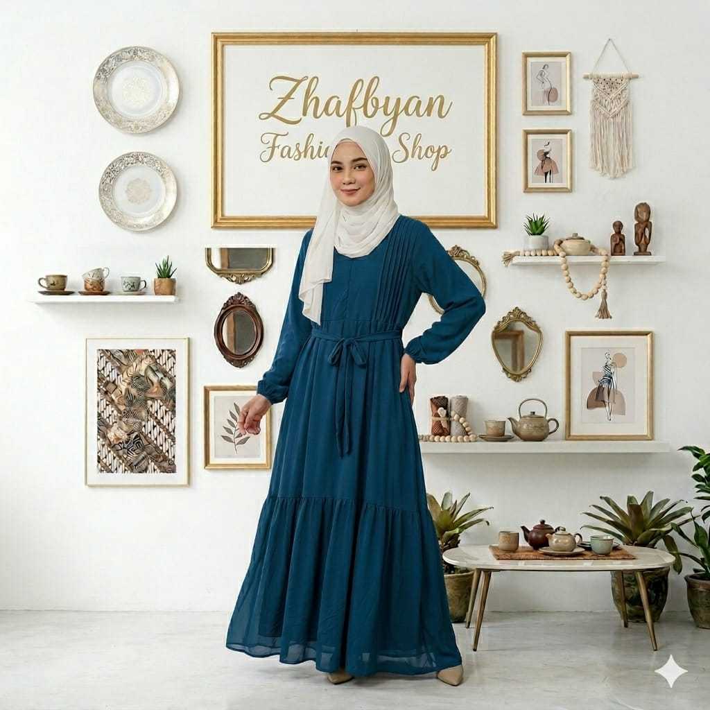Gamis Polos Ceruti Babydoll Terbaru Full Puring Ld 100 - 120 M L XL Tanpa Hijab