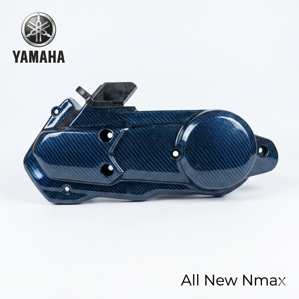 Cover CVT Aerox New / Nmax New Original Carbon Kevlar Twill Blue Metalic