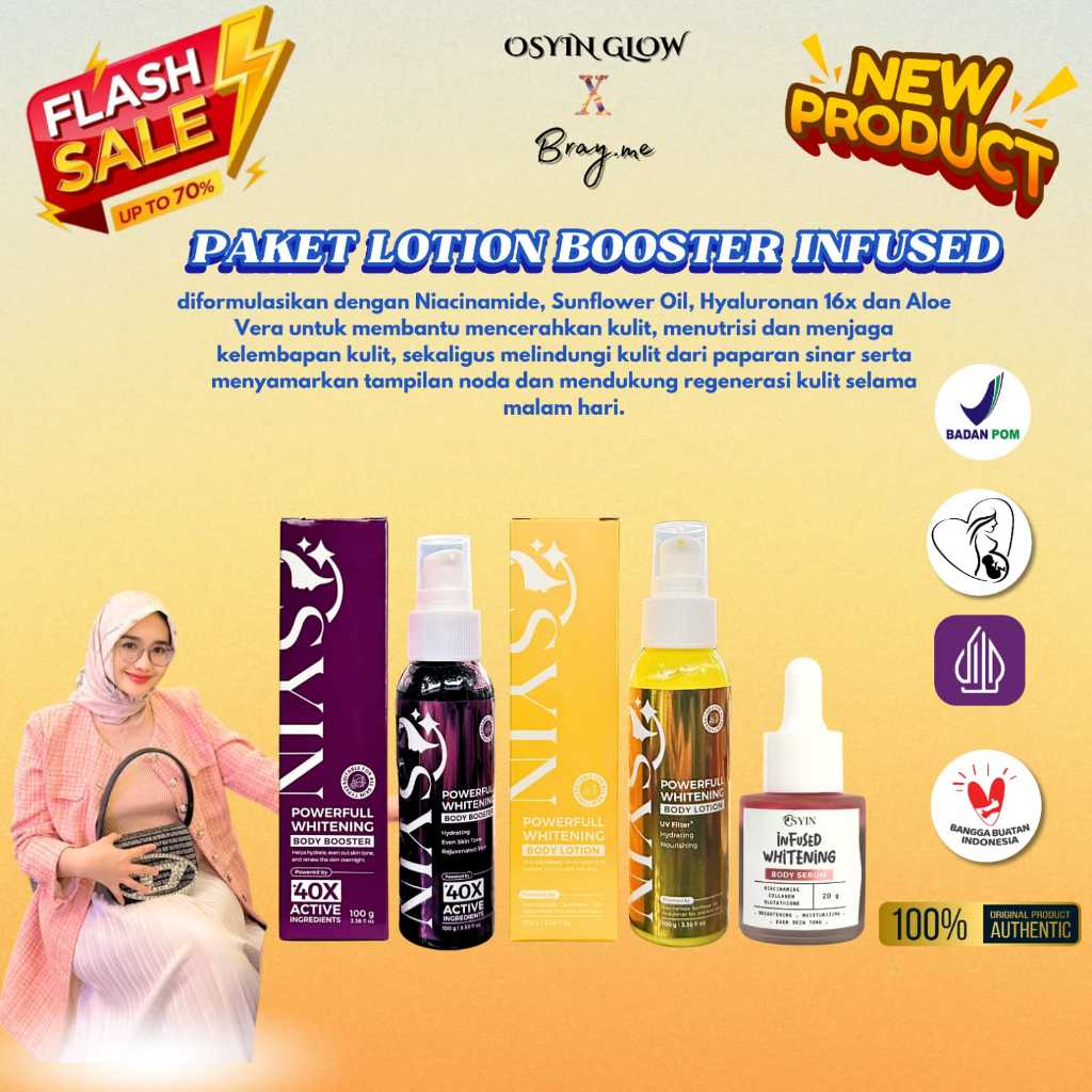 PAKET POWERFULL WHITENING Body Lotion + Body Booster + Infused Whitening Osyin Glow