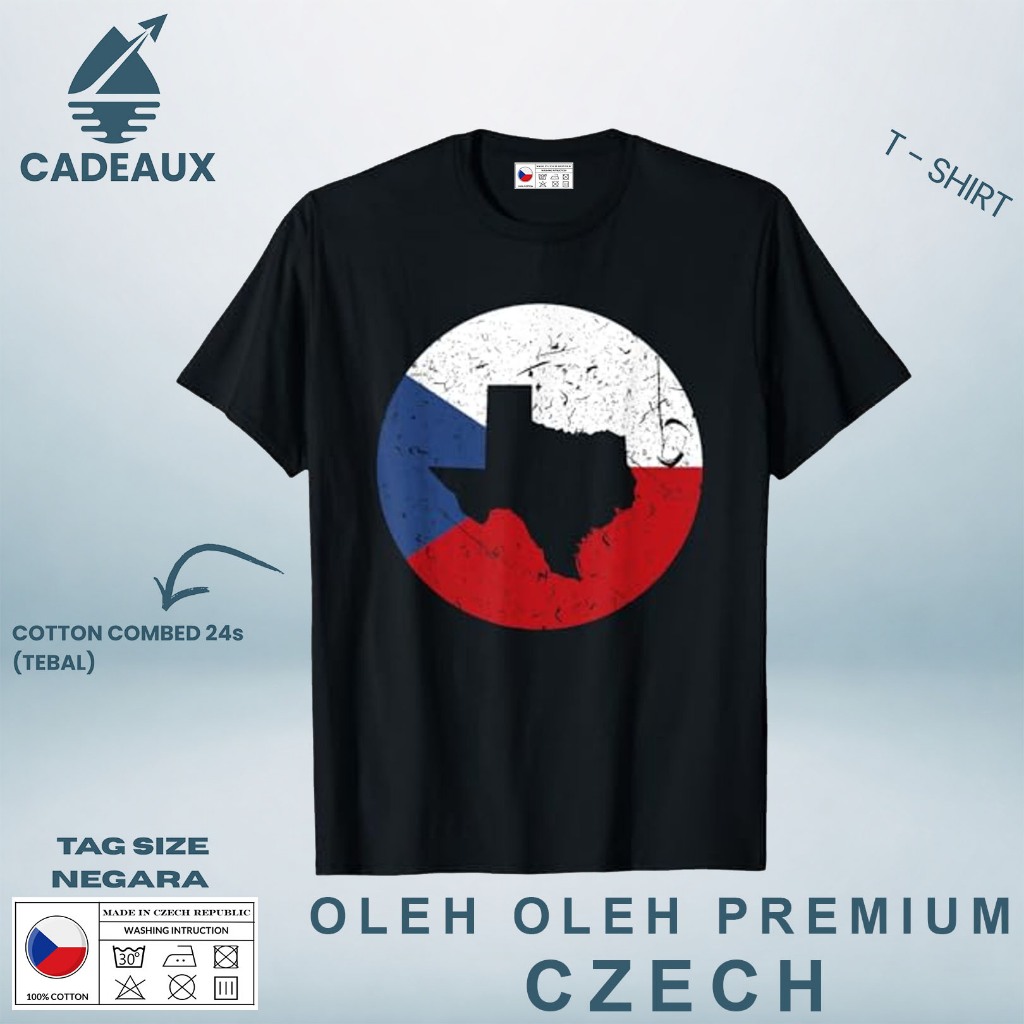 Kaos Oleh Oleh CZECH 6 PAKAI TAG ASAL NEGARA CZECH REPUBLIC T-Shirt Cotton Combed 24s SOUVENIR PREMI
