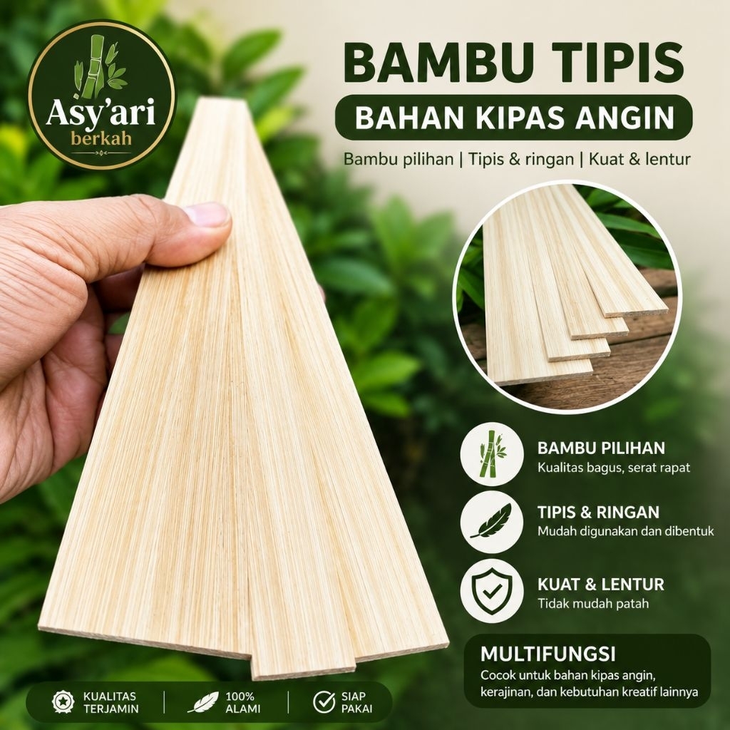 Bambu Tipis Bahan Kipas Angin Premium | Bambu Petung Tipis Lentur & Kuat | Kerajinan & DIY