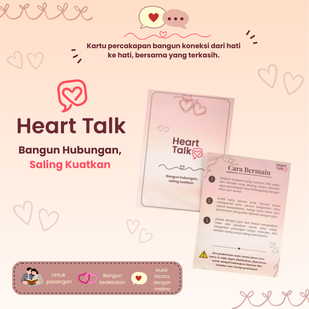 Heart Talk Card | Kartu Deep Talk Pasangan | Couple Conversation Card | Relationship Card Game | Kar