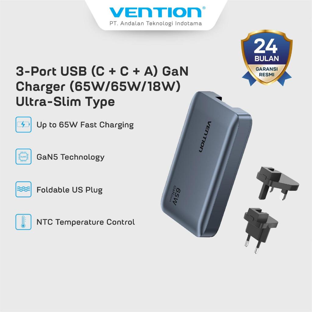 Vention Travel Adaptor 65W GaN Charger Ultra Slim Mini GaNdash GaN Dash Fast Charging Travel Charger