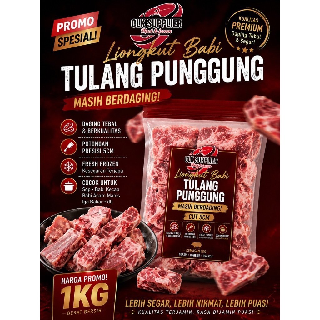 Liongkut/ tulang punggung babi/ Tulang ekor babi 1 kg