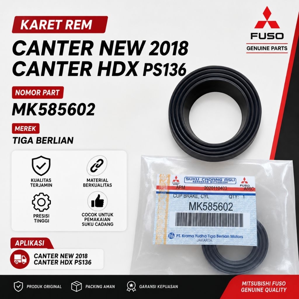KARET REM KTB MK585602 HDX 125 CANTER NEW 2018 PS136 HDX - RUBBER CYLINDER BRAKE FUSO CANTER