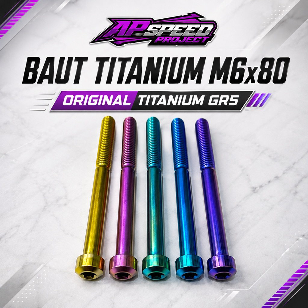 Baut Titanium Small Head M6x80 (Baut 10 Panjang 8cm)