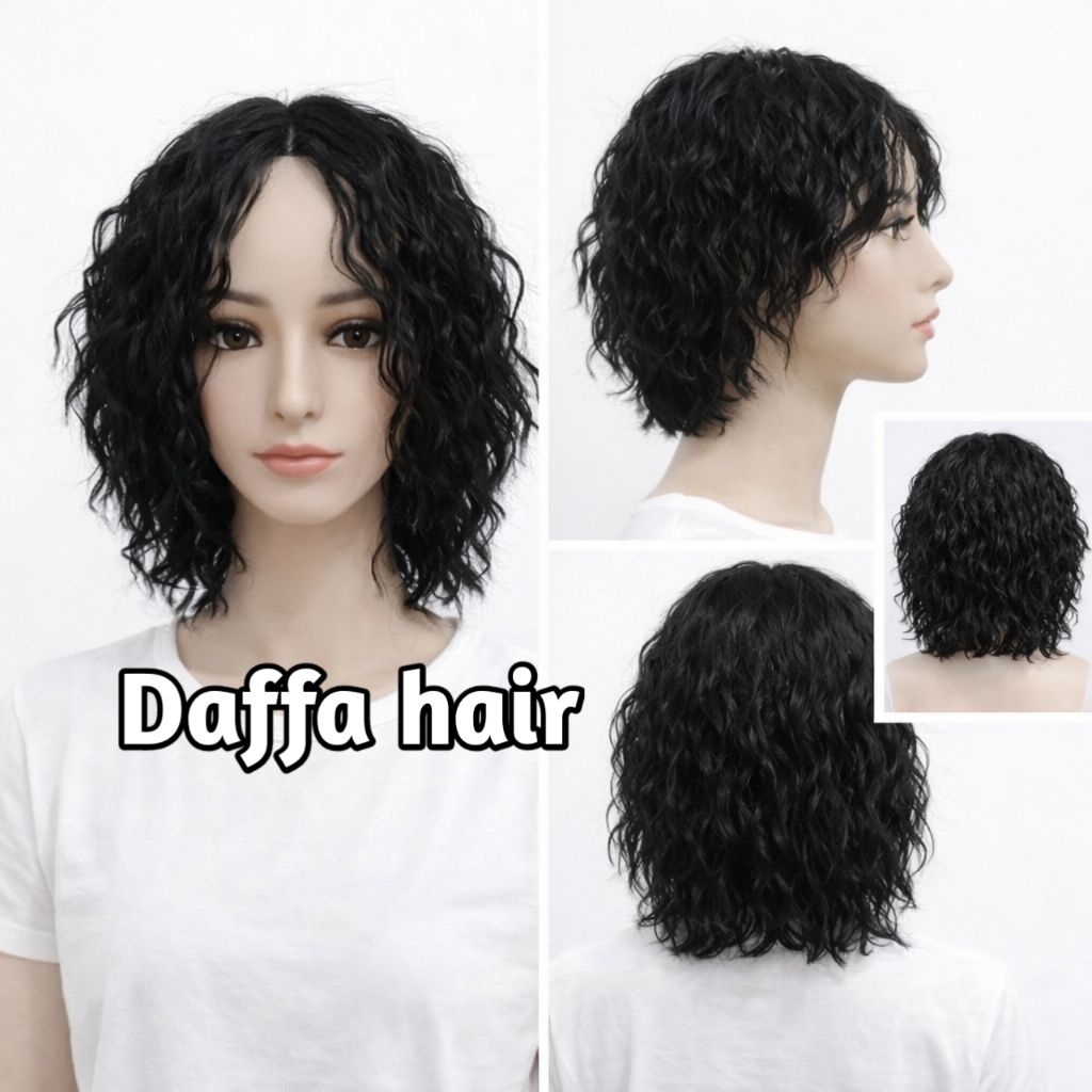 WIG KERITING PRIA / WANITA WIG RAMBUT PALSU IKAL PRIA PREMIUM