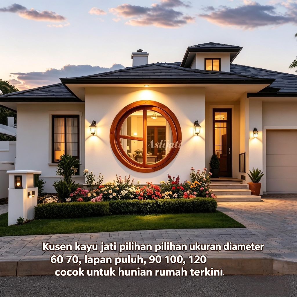 jendela bulat putar kayu jati solid KS1-diameter 80 cm