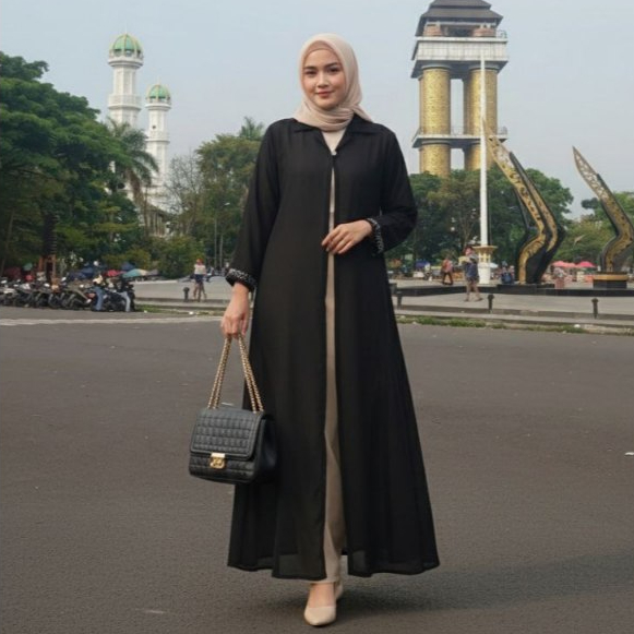 Long Outer Ceruty Babydoll Panjang 125cm Mix Payet Swarovsky