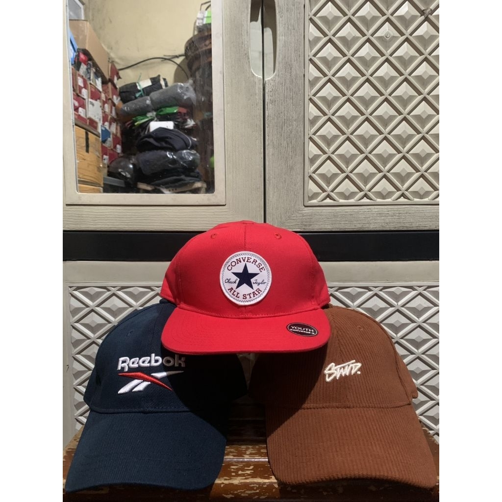 ORIGINAL TOPI COTTON CONVERSE SNAPBACK REEBOK CAPS PULL & BEAR CORDUROY LOGO