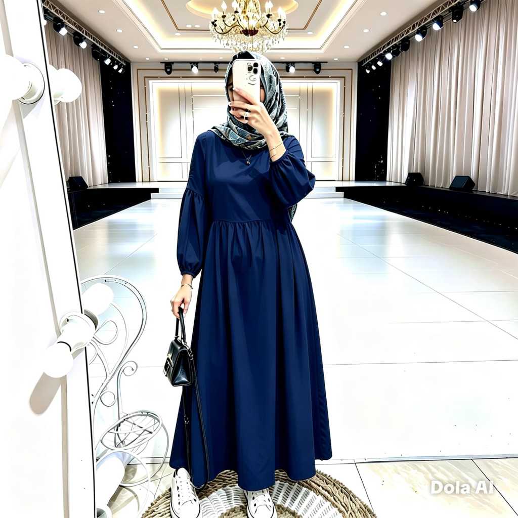 KAYLA DRESS - Midi Rayon Twill Polos Korean Style Mini Dress Muslim Outfit Remaja Muslimah