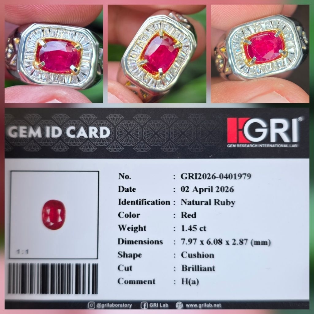 Batu Natural Red Ruby Heat A Memo 1.45 crt