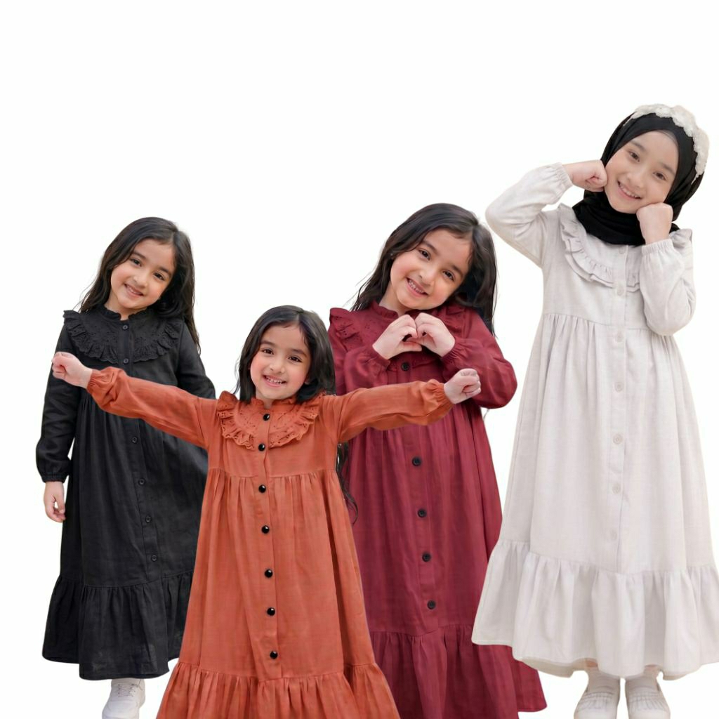 gamis anak terbaru 2026 model terbaru/gamis anak perempuan polos putih /baju muslim anak bahan crink