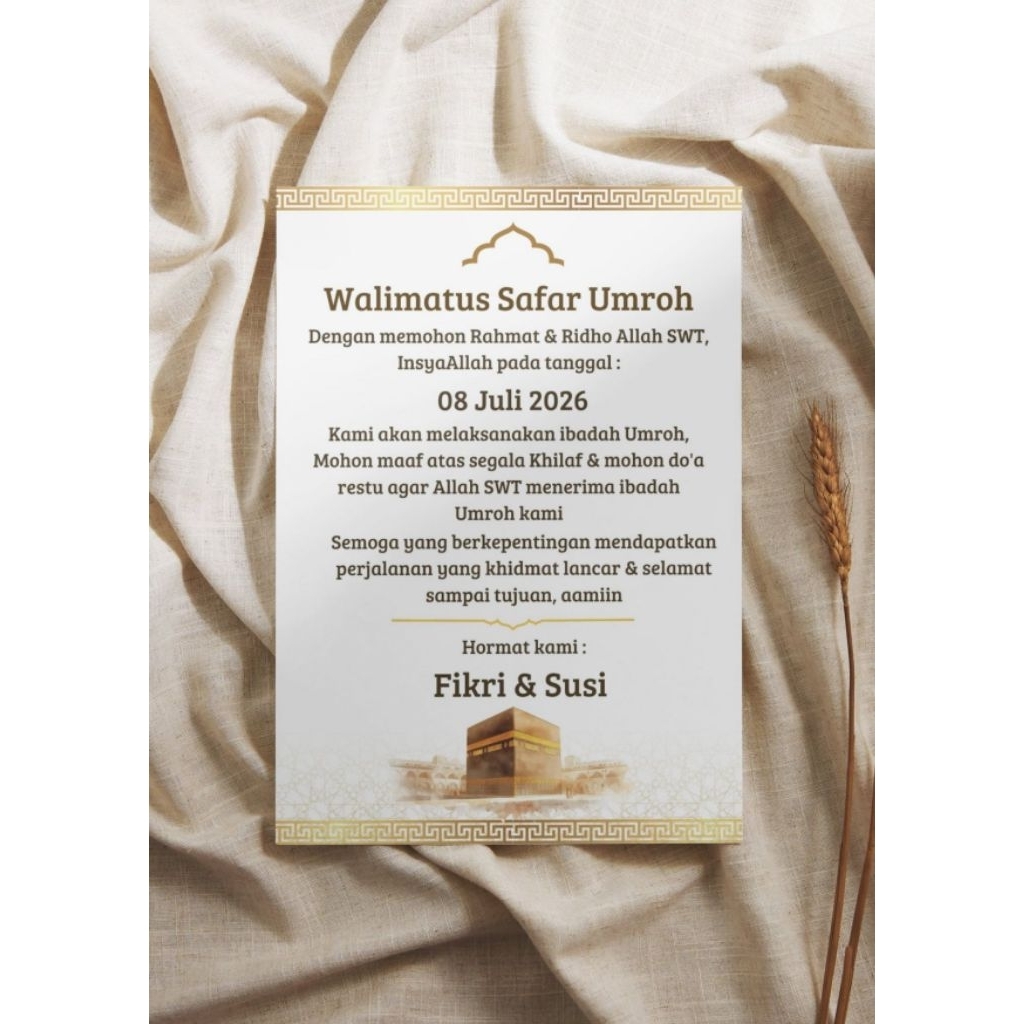 50 pcs / lembar kartu ucapan Walimatus Safar Umroh / Haji