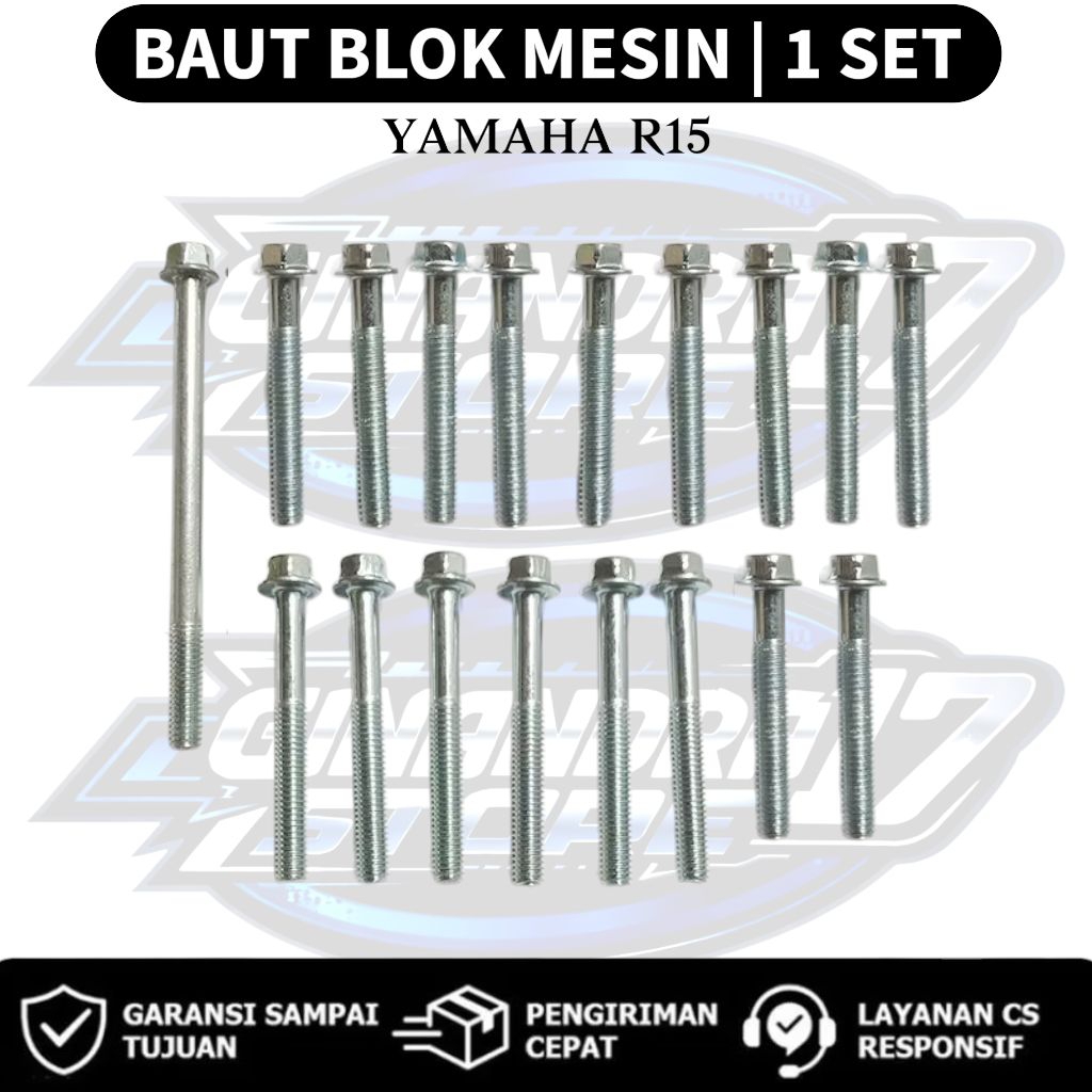 Baut Blok Mesin 1 SET Yamaha R15 / Baut Blok Mesin 1SET Motor R15
