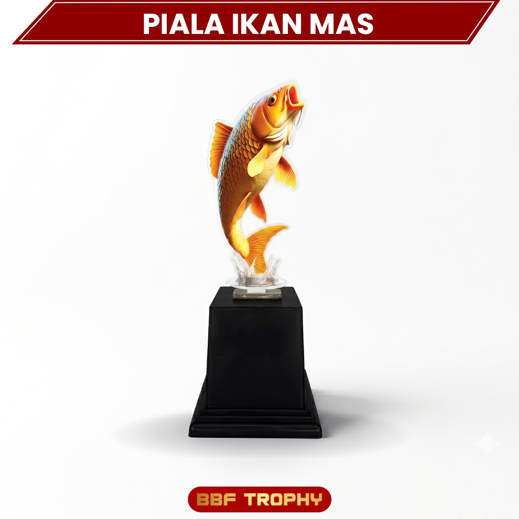 Piala Ikan Mas Akrilik 26cm - Trophy Lomba Mancing Galatama Hadiah Kontes Ikan Hias