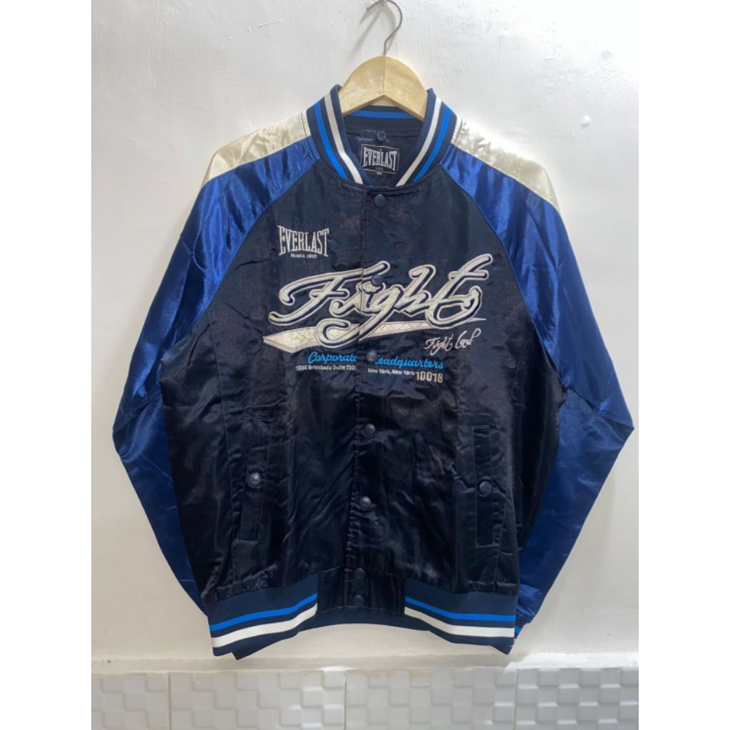 [VINTAGE] Everlast Satin Varsity Bomber Jacket - Blue/Black