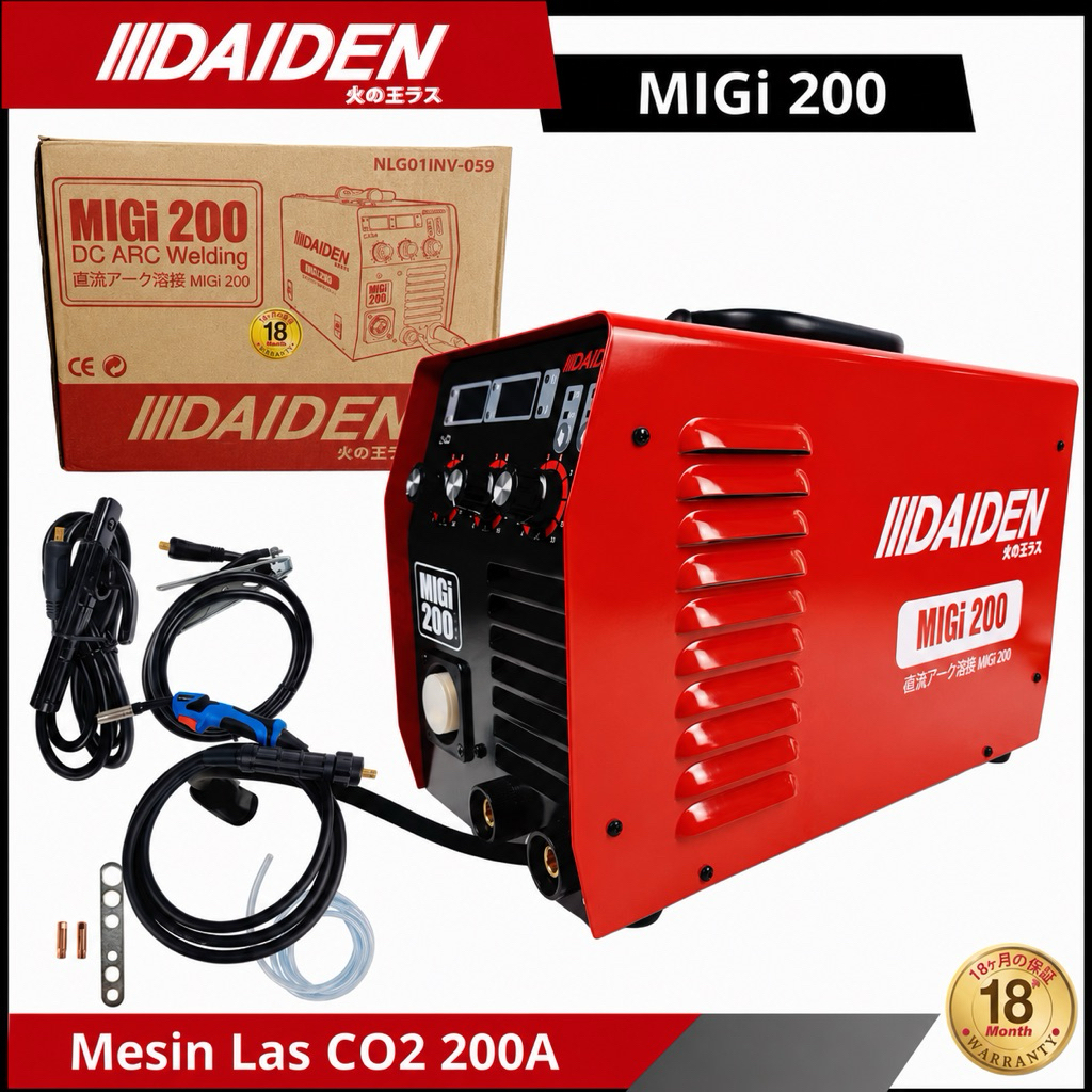 Mesin Las Trafo Las Travo Las CO2 Flux Core Tanpa Gas DAIDEN MIGi 200 MIGi200