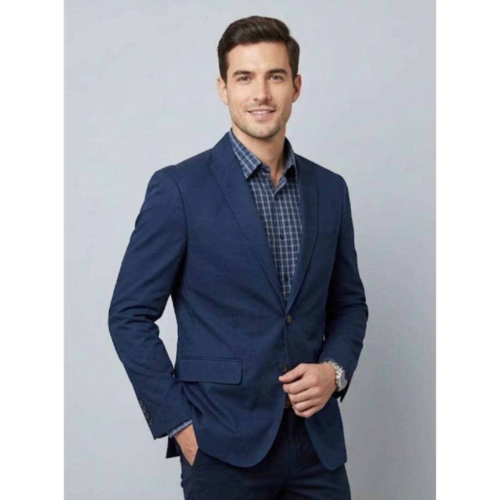 Jas Biru Navy Pria Slim Fit