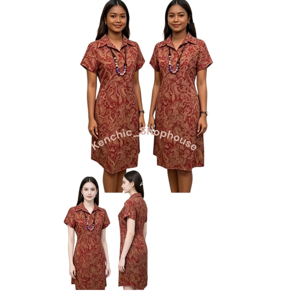 RedBatik/Dress Batik/Branded/PL/Preloved/Dress /Dress Batik/Batik Wanita/Accent