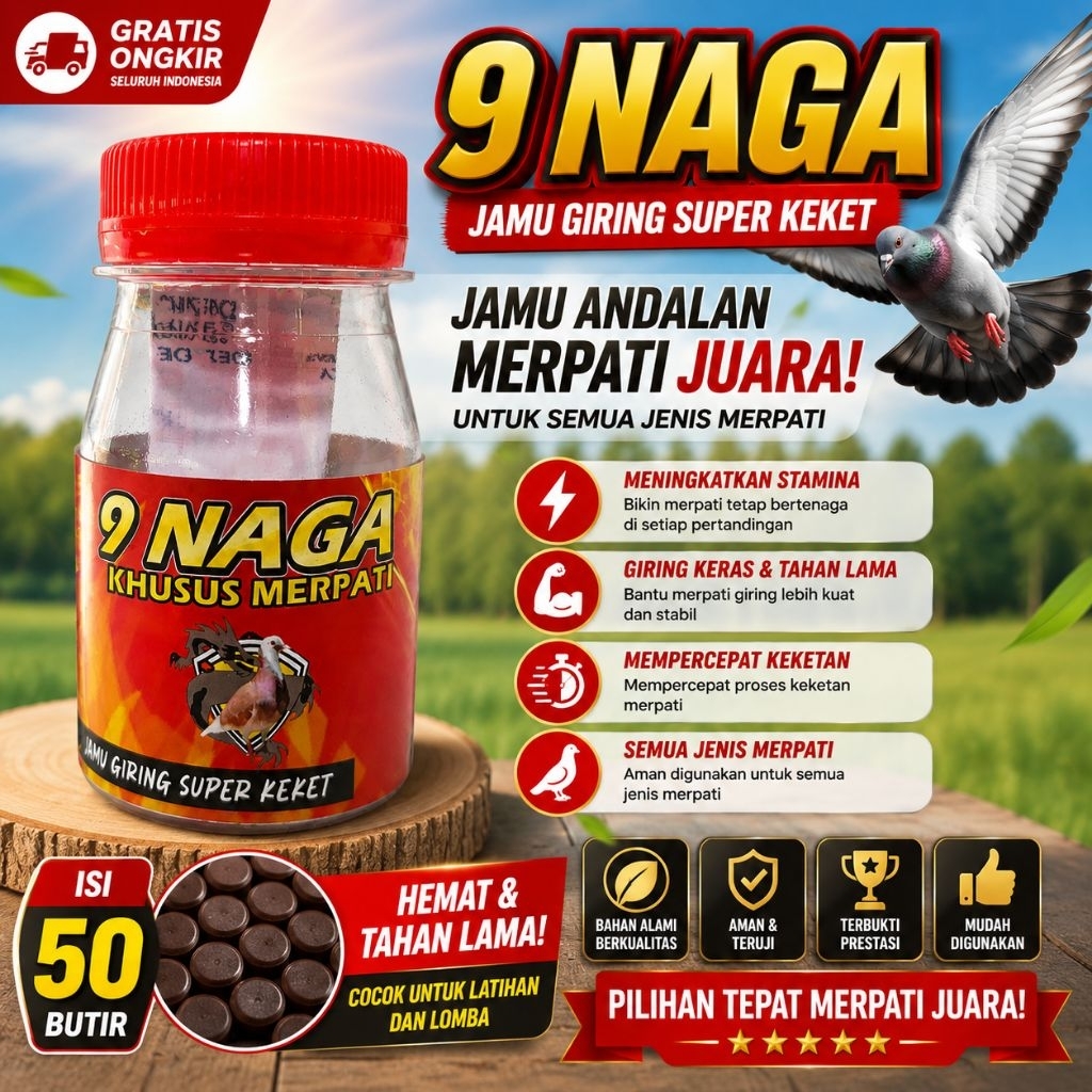 BEST SELLER Jamu Merpati Herbal 9 Naga 50 Butir | Giring Keket Maksimal Nafas Panjang