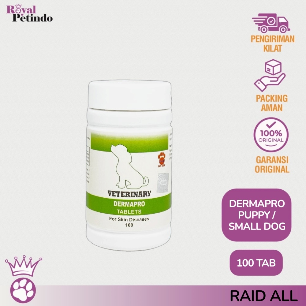 Raid All Dermapro Puppy / Small Dog Tablets Obat Kulit Jamur | Gatal | Sakit Kulit Anjing 100 Tablet