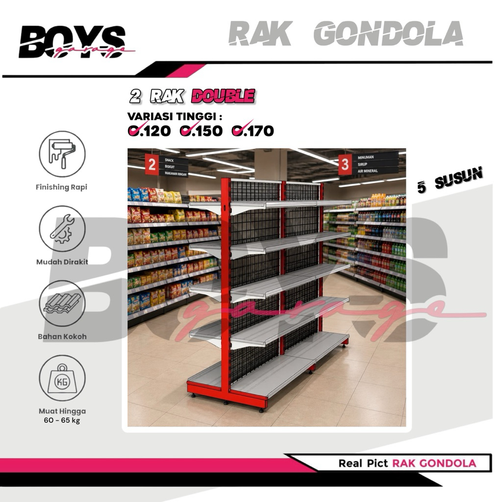 Rak Minimarket 2 Paket Hemat - 5 Susun , 2 Rak Minimarket Double 1 Starting - 1 Jointing