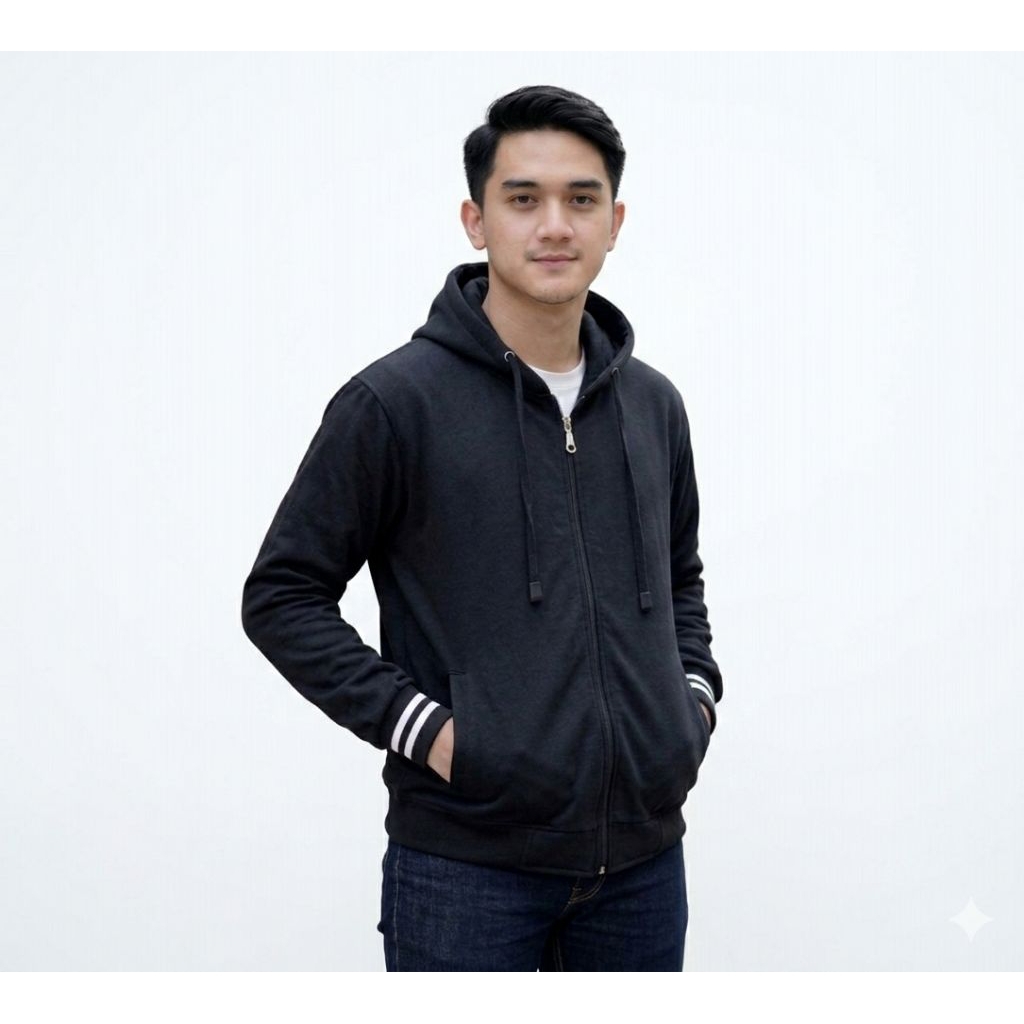 JAKET VARSITY HOODIE KOMBINASI ZIPPER KUALITAS PREMIUM