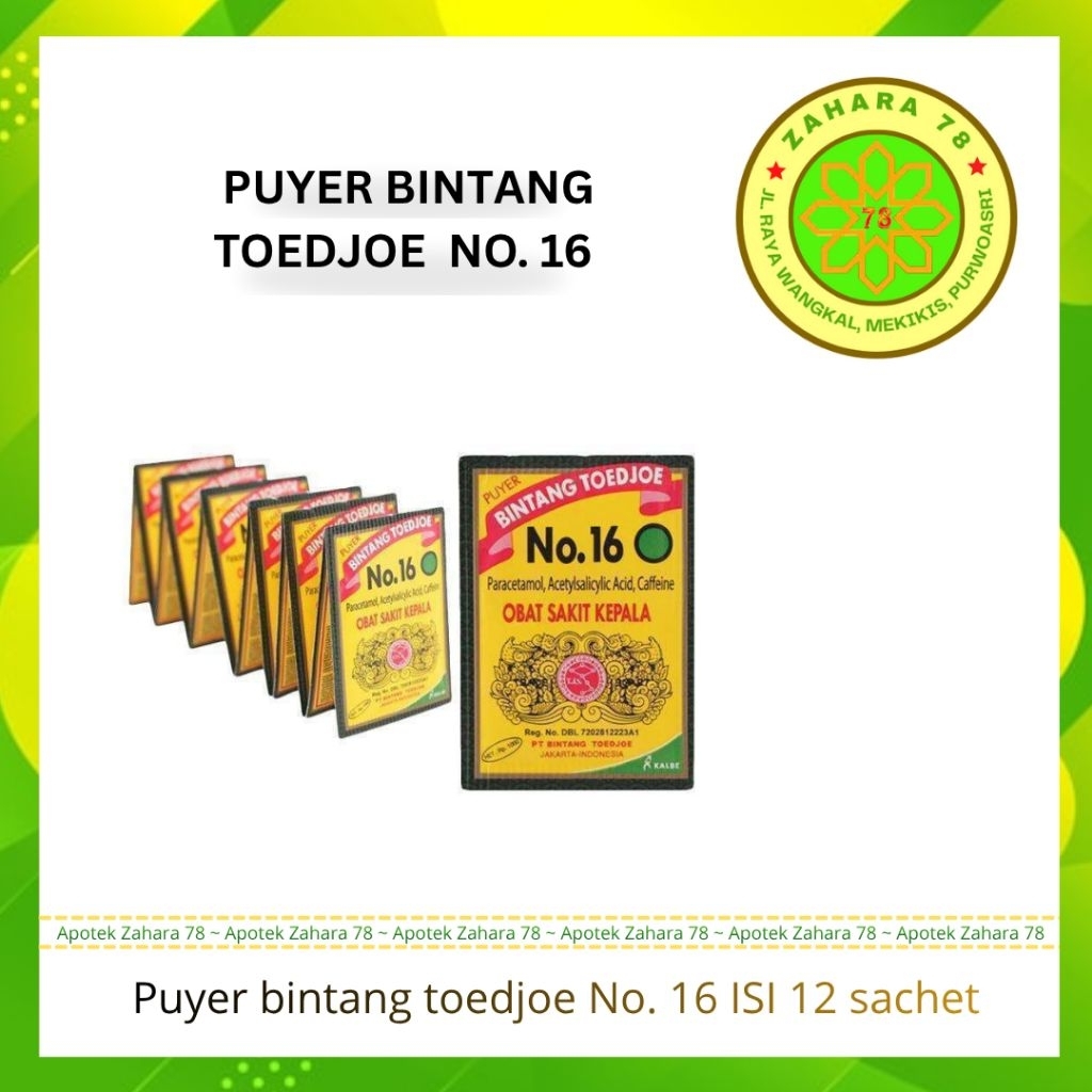 PUYER 16 1 RENCENG ISI 12 SACHET MENGOBATI SAKIT KEPALA, SAKIT GIGI