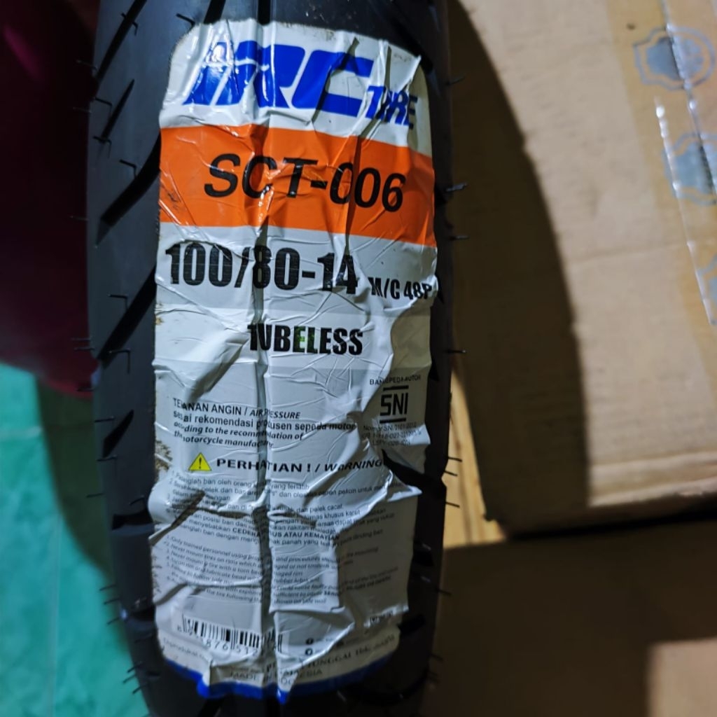 Ban Belakang Motor Tubeless IRC PCX 160, Vario 150 - 100/80-14, Tipe SCT-006, Ban Luar
