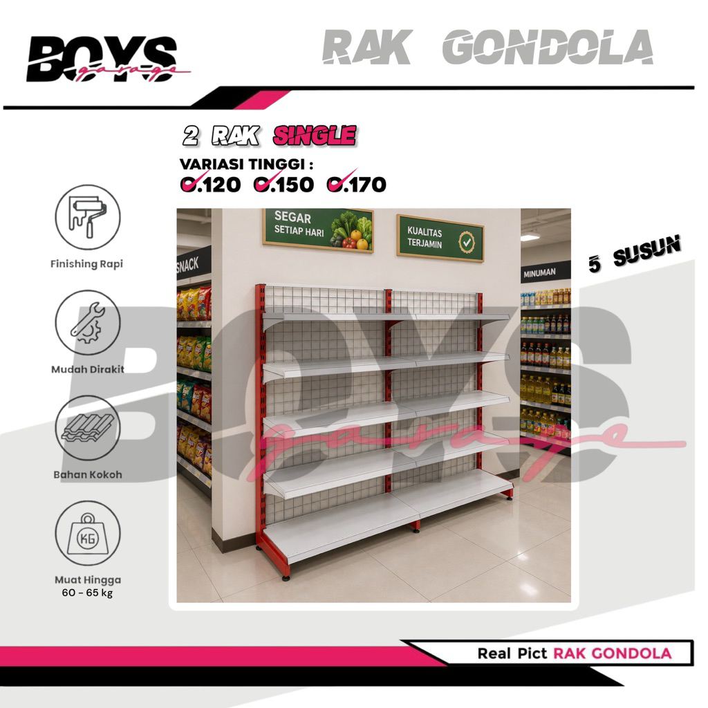 Rak Minimarket 2 Paket Hemat - 5 Susun , 2 Rak Minimarket Single 1 Starting - 1 Jointing