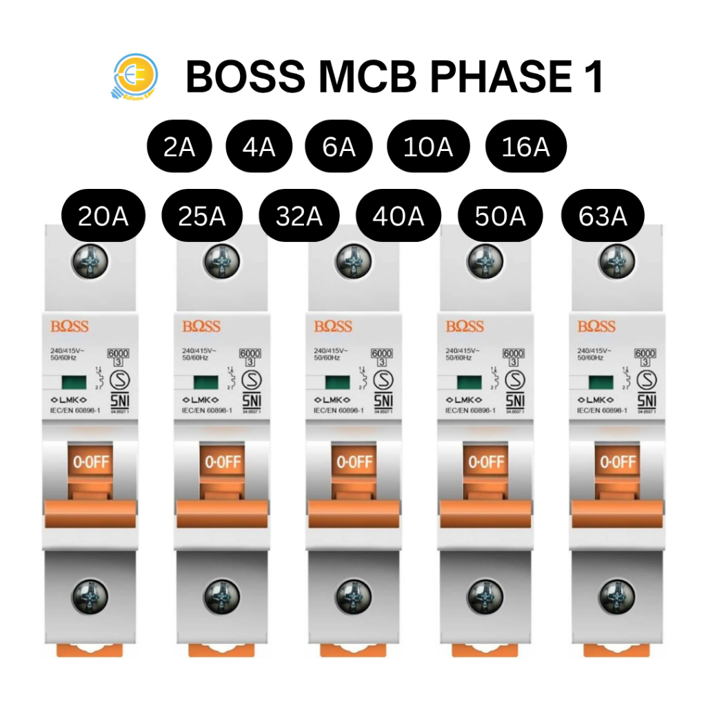 Boss MCB 1 Phase 2A 4A 6A 10A 16A 20A 25A 32A 40A 50A 63A Baru & Original