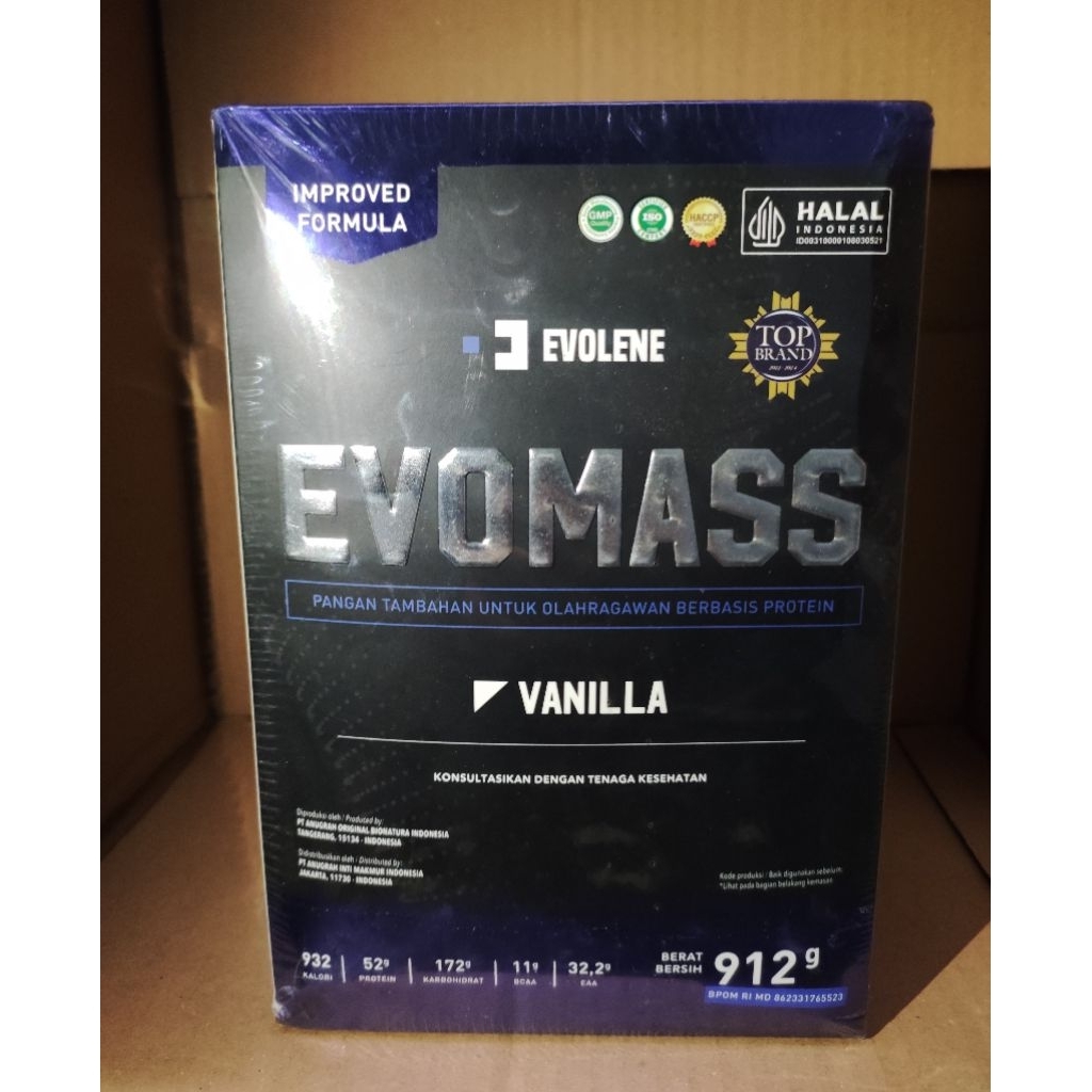 Evolene Evomass 912 Gram BPOM Halal - Susu Protein Penambah Massa Otot