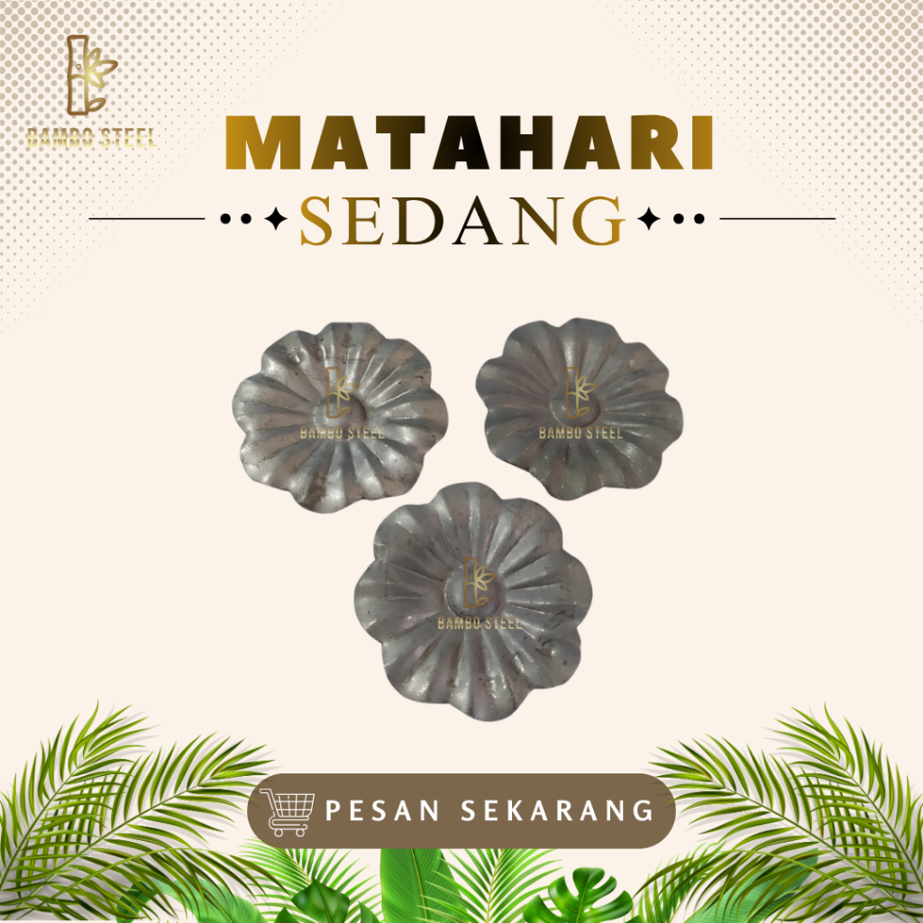 1 Ornamen Aksesoris Pagar Besi Teralis Motif Bunga Matahari Sedang Plat Besi Ukuran 6,5 cm