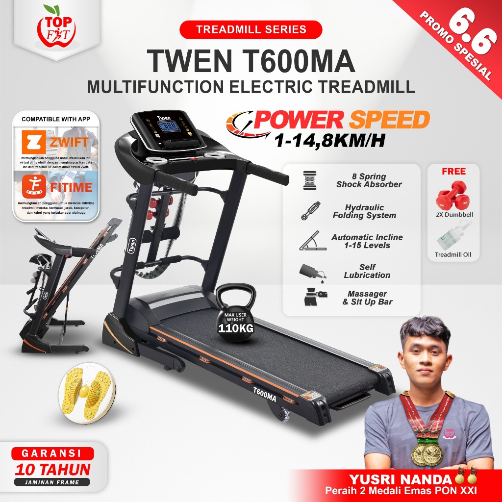 TWEN T600MA Treadmill Listrik Treadmill Portable Treadmill Multifungsi Treadmil Lipat Treadmill Elec